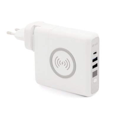 Внешний аккумулятор Gemini с беспроводной зарядкой и сетевым адаптером, 10000 mAh, белый арт. 2032.01