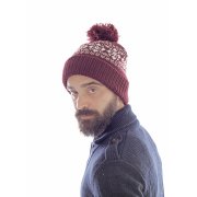 Шапка вязаная с снежинками и помпоном "FLAKE"_бордо, 100% акрил Бордовый