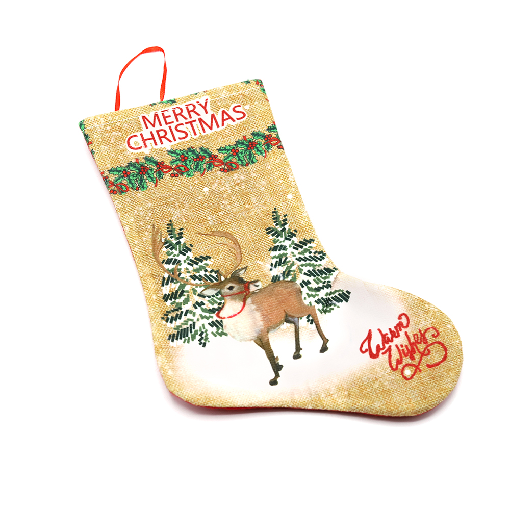 Сапожок подарочный новогодний №5 (олень бежевый) арт. SYWZ-082008 Сапожок подарочный новогодний №5 (олень бежевый) арт. SYWZ-082008