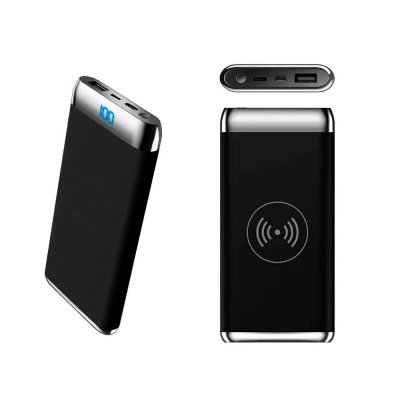 Внешний аккумулятор Wolfrock с беспроводной зарядкой soft-touch покрытием, 10000 mAh, черный арт. 2031.02