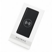 Внешний аккумулятор Wolfrock с беспроводной зарядкой soft-touch покрытием, 10000 mAh, черный