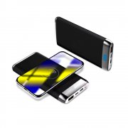 Внешний аккумулятор Wolfrock с беспроводной зарядкой soft-touch покрытием, 10000 mAh, черный арт. 2031.02