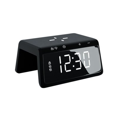 Часы настольные Bridge с функцией беспроводной зарядки, черный арт. 7030.02 Часы настольные Bridge с функцией беспроводной зарядки, черный арт. 7030.02