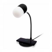 Лампа с колонкой и беспроводной зарядкой Alladin, черная арт. 45000.02