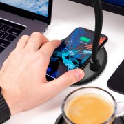 Лампа с колонкой и беспроводной зарядкой Alladin, черная арт. 45000.02