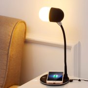 Лампа с колонкой и беспроводной зарядкой Alladin, черная арт. 45000.02