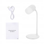 Лампа с колонкой и беспроводной зарядкой Alladin, белая арт. 45000.01