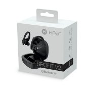 Наушники беспроводные с зарядным боксом HIPER TWS SPORT V2, цвет черный Черный арт. 36727/35