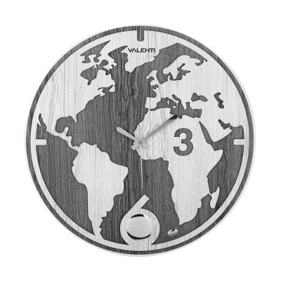 Часы настенные Карта мира черный с белым