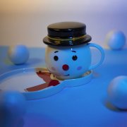 Чайная пара СНЕГОВИК с крышкой белый, черный арт. 29902