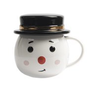 Чайная пара СНЕГОВИК с крышкой белый, черный арт. 29902