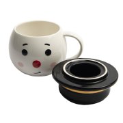 Чайная пара СНЕГОВИК с крышкой белый, черный арт. 29902