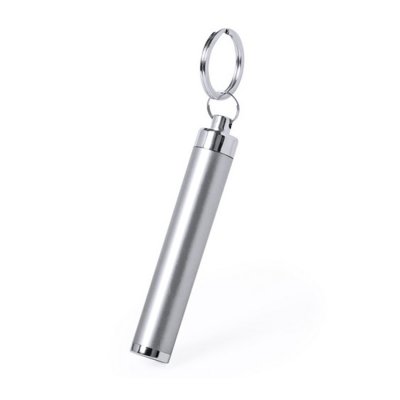 Брелок BIMOX с фонариком, серый, пластик, L=8,5 см, D=1.4 см Серебро