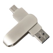 USB flash-карта CIRCLE OTG Type-C (8Гб), серебристая, 6,5х1,5х0,82 см, металл серебристый