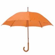 Зонт-трость механический, деревянная ручка Оранжевый