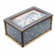 Лес в снегу (прямоугольная, темная)  - упаковка новогодняя из дерева арт. 53219