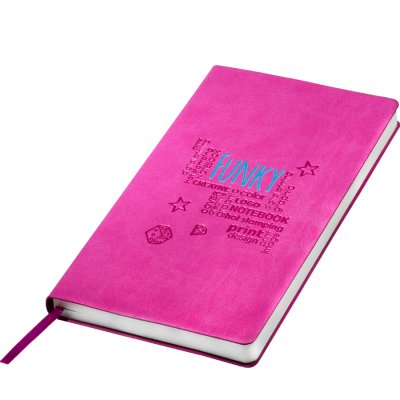Бизнес-блокнот "Funky" с цветным  форзацем, заказная программа Розовый