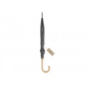 Зонт-трость «Okobrella» с деревянной ручкой и куполом из переработанного пластика