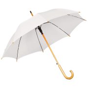 Зонт-трость с деревянной ручкой, полуавтомат; белый; D=103 см, L=90см; 100% полиэстер Белый