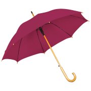 Зонт-трость с деревянной ручкой, полуавтомат; бордовый; D=103 см, L=90см; 100% полиэстер Бордовый