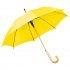 Зонт-трость с деревянной ручкой, полуавтомат; желтый; D=103 см, L=90см; 100% полиэстер Жёлтый