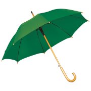 Зонт-трость с деревянной ручкой, полуавтомат; зеленый; D=103 см, L=90см; 100% полиэстер Зеленый