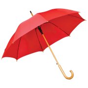 Зонт-трость с деревянной ручкой, полуавтомат; красный; D=103 см, L=90см; 100% полиэстер Красный