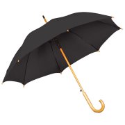 Зонт-трость с деревянной ручкой, полуавтомат; черный; D=103 см, L=90см; 100% полиэстер Черный