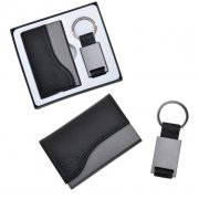Набор "Графит": визитница и брелок серый, черный