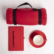 Набор подарочный COSINESS: плед, ежедневник, ручка, чайная пара, коробка, красный Красный арт. 39518/08