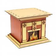 Камин большой - упаковка новогодняя из дерева арт. 53223