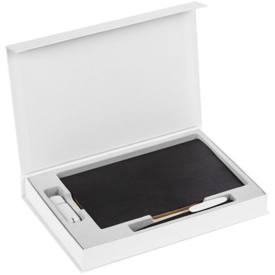 Коробка Silk с ложементом под ежедневник, флешку и ручку, белая