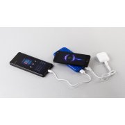 Беспроводное зарядное устройство "Sticky SOFTTOUCH", 10000 mAh с подсветкой логотипа и присосками синий