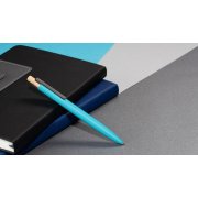 Ручка шариковая "Matt" из переработанного алюминия и пластика, с кнопкой из бамбука бирюзовый