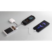 Зарядное (22.5W) устройство "Link" 10000 mAh с прозрачным корпусом, цифровым индикатором заряда и встроенными Type-C/Lightning кабелями белый/черный