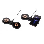 Настольная беспроводная (15W) зарядная станция "Cheb" для смартфона, часов и наушников с MagSafe c прозрачным корпусом черный