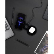 Настольная беспроводная (15W) зарядная станция "Cheb" для смартфона, часов и наушников с MagSafe c прозрачным корпусом черный