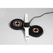 Настольная беспроводная (15W) зарядная станция "Cheb" для смартфона, часов и наушников с MagSafe c прозрачным корпусом черный