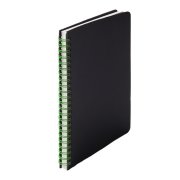 Блокнот на двойной пружине HELIX, 143 х 205 мм, черный с зелёным, блок в линейку Черный арт. 33901/15