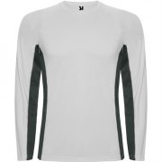 Спортивная футболка SHANGHAI L/S мужская, БЕЛЫЙ/ТЕМНЫЙ ГРАФИТ 2XL