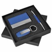 Набор "Эксперт": визитница, брелок и авторучка синий