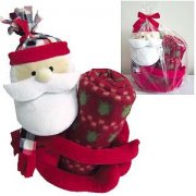 Плед с игрушкой "ДЕД МОРОЗ" ярко-красный