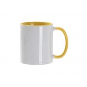Кружка для сублимации, 330 мл, d=82 мм, стандарт А, белая, желтая внутри, желтая ручка Жёлтый