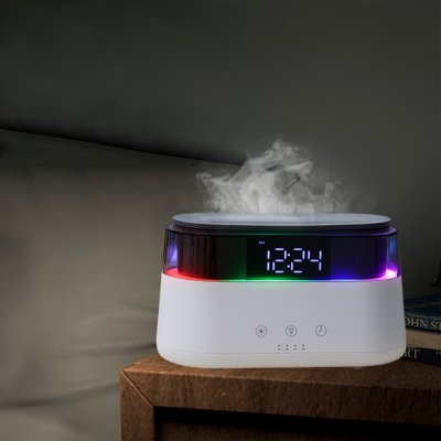Светодиодный USB увлажнитель-ароматизатор Brava с часами с RGB подсветкой, белый арт. 21021.01