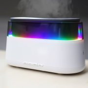 Светодиодный USB увлажнитель-ароматизатор Brava с часами с RGB подсветкой, белый