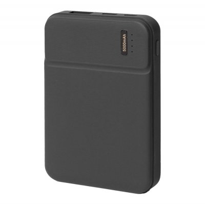 Универсальный аккумулятор OMG Flash 5 (5000 мАч) с подсветкой и soft touch, черный, 9,8х6.3х1,3 см Черный