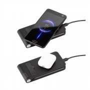 Складная беспроводная (15W) зарядная станция "Clap" для смартфона, часов и наушников, с подсветкой логотипа и подставкой черный