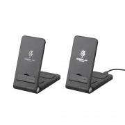 Складная беспроводная (15W) зарядная станция "Clap" для смартфона, часов и наушников, с подсветкой логотипа и подставкой черный