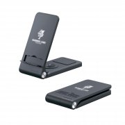 Складная беспроводная (15W) зарядная станция "Clap" для смартфона, часов и наушников, с подсветкой логотипа и подставкой черный