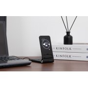 Складная беспроводная (15W) зарядная станция "Clap" для смартфона, часов и наушников, с подсветкой логотипа и подставкой черный